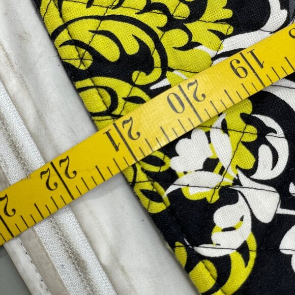 Vera Bradley Tote Baroque Shoulder Bag Black Gray Yellow White Print Medium - Picture 6 of 10